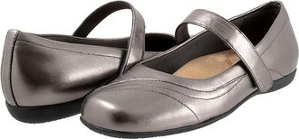 Trotters Sherese Womens Flat Shoes Pewter : 6.5 WW (EE), Leather/Polyester