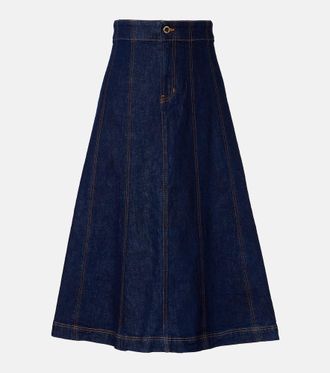 Veronica Beard Alix denim midi skirt
