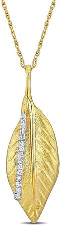 Rina Limor 14K 0.05 Ct. Tw. Diamond Leaf Pendant Necklace