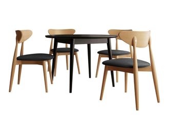 Mirjan24 Conjunto De Mesas Y Sillas Para Comedor Racine 134, Magic Velvet 2219 + Marr&oacute;n, 76x0x0cm, Di&aacute;metro: 120, N&uacute;mero De Asientos: 4, Estilo: Contemporary