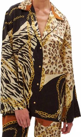 Ronny Kobo Valentina Animal-Chain Print Top In Cheetah