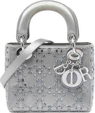 Dior Pre-owned Lady Dior Mini Bag - Dames - Vintage Mini Tas - Grijs - ONE Size - Leer - Vintage