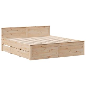 vidaXL Vidaxl - Cama Sin Colch&oacute;n Con Cabecero Madera Maciza De Pino 180x200 Cm