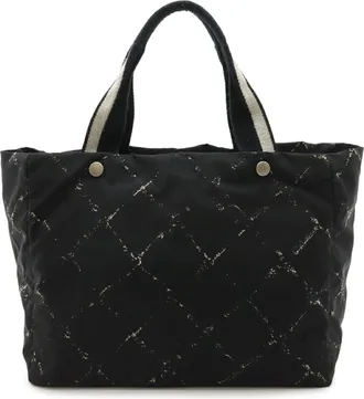 Chanel Black Red Color Travel Line Shoulder Bag Tote Bag (Pre-Owned)