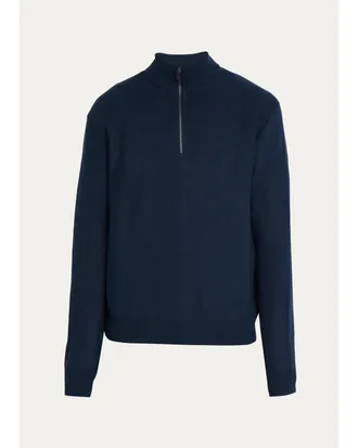 Ralph Lauren Purple Label Mens Cotton Waffle Knit Half-Zip Sweater