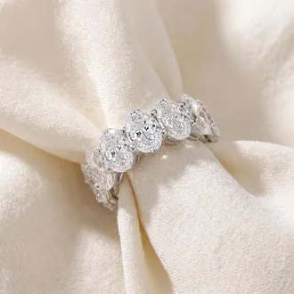 Pompeii3 12 1/2Ct Oval Diamond Eternity Ring 14k Gold Lab Grown