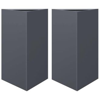 Berkfield Home Garden Planters 2 pcs Anthracite Triangular 50x43x75 cm Steel in Black | Size: 50 x 43 x 75 cm