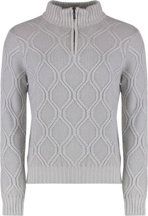 Moorer Geribbelde Wol Turtleneck Sweater - Heren - Coltruien - Grijs - 2XL - Wol - Truien & Vesten