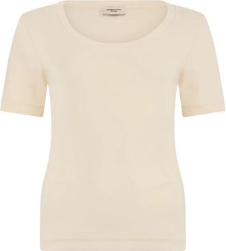 Max Mara T-shirt van fijne ribbelkatoen - Dames - T-shirts - Beige - S - Katoen - Tops