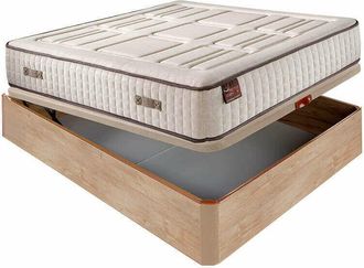Colchones Aznar Colch&oacute;n Hr Cotton Con Visco 27 Cm Extra Firme Transpirable + Canap&eacute; Abatible Madera 3d Transpirable Altura 34 Cm 150x200 Cm - Roble