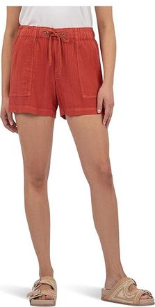 Kut from the Kloth Katana High-rise Shorts Drawstring With Porkchop Pockets Womens Shorts Clay : 2XL 5, Linen/Rayon/Spandex