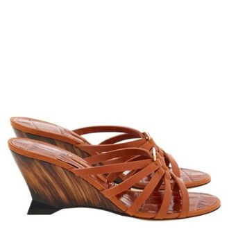 Ferragamo Anemone Gancini Ornament Wedge Sandals, Size 7 C