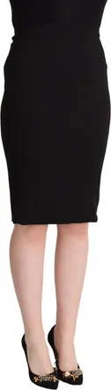 Dolce & Gabbana Womens Black High Waist Knee Length Pencil Cut Skirt Viscose Acetate Spandex