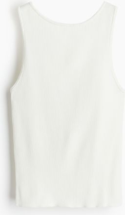 H&M Geripptes Tanktop mit gekreuzten Tr&auml;gern - Cremefarben