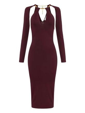 Elisabetta Franchi jewel-snake midi knit dress - women - Viscose/Polyester - 46 - Red