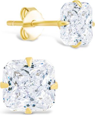 Sterling Forever Sterling Silver Radiant Cut Prong Set Stud Earrings