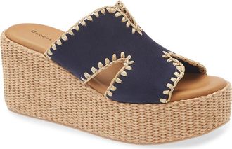 Chocolat Blu Jaxx Platform Wedge Sandal in Navy Suede at Nordstrom, Size 7.5-8Us