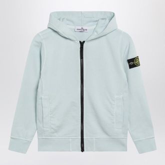 Stone Island Light blue cotton zip-up sweatshirt