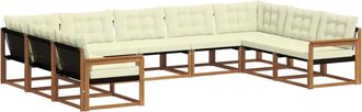 vidaXL Conjunto De Sof&aacute;s De Exterior 9 Uds. Natural Y Crema Vidaxl
