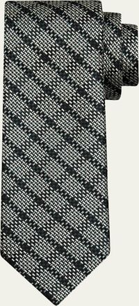 Ermenegildo Zegna Mens Woven Plaid Cashmere Jacquard Tie