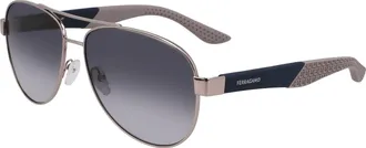Ferragamo Ferragamo Mens 62 mm Shiny Light Rutherium Sunglasses