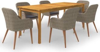 vidaXL Juego De Comedor Para Jard&iacute;n 7 Piezas Marr&oacute;n Vidaxl