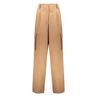 Herno Broeken, Dames, Beige, M, Wol, Wool Cargo Pants