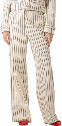 Aaiko Gestreepte Sonja Broek voor Vrouwen - Dames - Straight fit broeken - Beige - M - Broeken