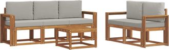 vidaXL Conjunto De Sof&aacute;s De Exterior 6 Uds. Gris Natural Y Claro Vidaxl