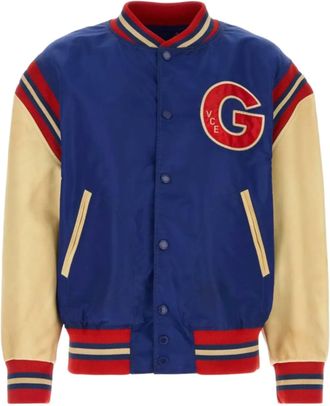 Golden Goose Blue Nylon Varsity Bomber Jacket
