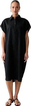 Benetton Linnen Jurk met Halflange Mouwen - Dames - Jurken - Zwart - Maat: M/L Linnen