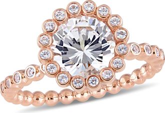 Mimi & Max 2 5/8ct TGW Created White Sapphire Scalloped Halo Ring 10k Rose Gold