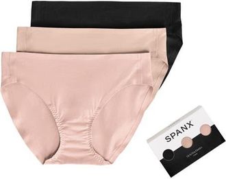 Spanx Fit-to-You 3-Pack Bikini Briefs in Very Black/beige/vintage Rose at Nordstrom