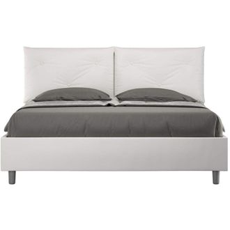 Itamoby Letto matrimoniale contenitore imbottito 160x200 similpelle bianco Appia