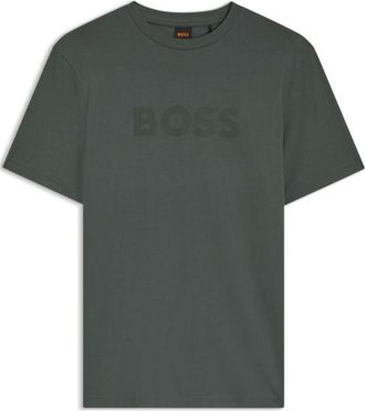 BOSS Cotton T-shirt with large tonal logo