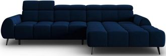 BLOOMINGLOFT Design Ecksofa Alyse mit Relaxfunktion - Samt Königsblau