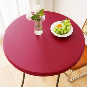 OEM 1 Funda Redonda Impermeable Para Mesas Auxiliares De Exterior - Mantel De Vinilo Para Comer En La Terraza - 60 Cm - Rojo Burdeos Claro