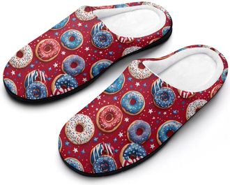 Generic US Donut Sweets Womens Slippers Warm House Slippers Indoor House Shoes with Anti-Skid Rubber Sole