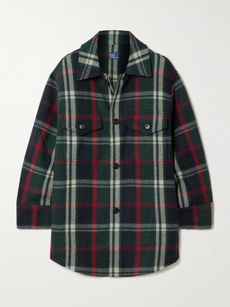 Polo Ralph Lauren Overshirt Oversize In Misto Lana A Quadri - Verde