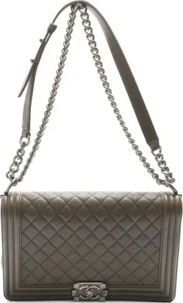 Chanel 2016-2017 medium Boy gewatteerde schoudertas met ketting - Bruin