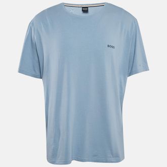 HUGO BOSS Boss By Hugo Boss Blue Logo Print Jersey Crew Neck T-Shirt