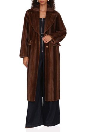 Avec Les Filles Long Faux Fur Coat in Brown Mink at Nordstrom, Size Small