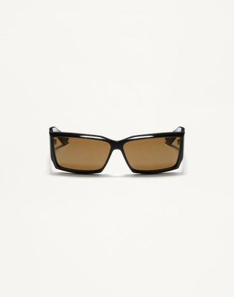 Valentino Rectangular Acetate Eyewear unisex BLACK/YELLOW 60