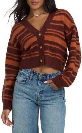 Billabong Something About It Stripe Crop Cardigan in Pinkie at Nordstrom Rack, Size X-Large