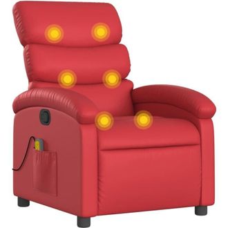 vidaXL Poltrona Massaggiante Reclinabile Rossa in Similpelle - Vidaxl