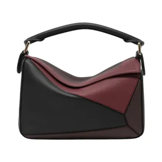 Loewe Tassen, Dames, Zwart, ONE Size, Leer, Puzzle Small Top-Handle Bag