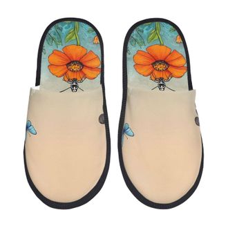 Generic Colorful Plants And Insects Women Men Slippers Breathable Shoes Fluffy House Slippers For Bedroom Outdoor Indoor M