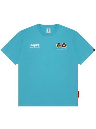 Aape By A Bathing Ape logo-appliqu&eacute; cotton T-shirt - men - Cotton - M - Blue