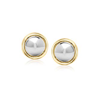 Ross-Simons Sterling Silver and 14kt Yellow Gold Domed Stud Earrings