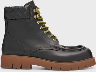 Bottega Veneta Mens Haddock Leather Lace-Up Boots